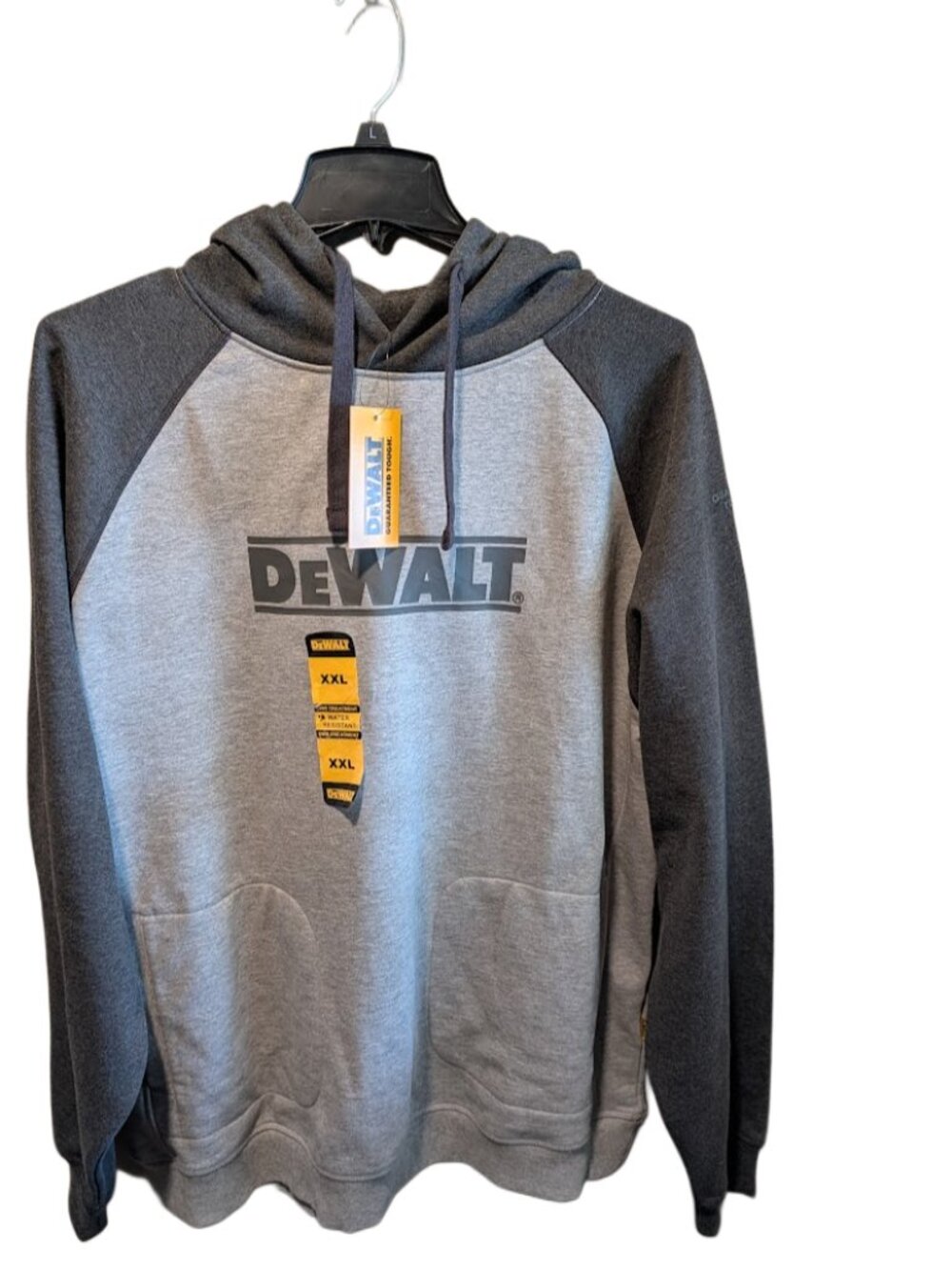 DEWALT Logan Heavy-Duty Hooded Sweatshirt 2-Tone Gray Water Resistant 2XL